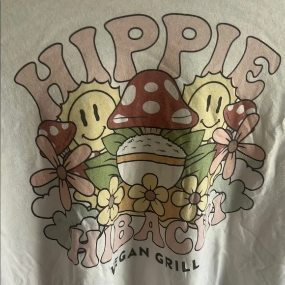Hippie Hibachi Vegan Grill Graphic Tee Organic SZS - Picture 5 of 5